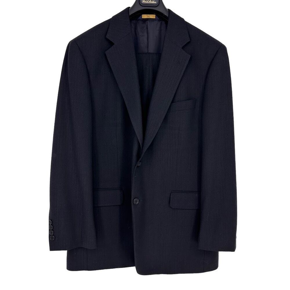 346 Brooks Brothers Mens Two Button Blazer Jacket Black Wool Size 43R